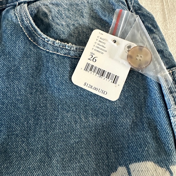 NWT Free People Blue Talia Trouser Floral Flare Denim Jeans 26 - Picture 6 of 6